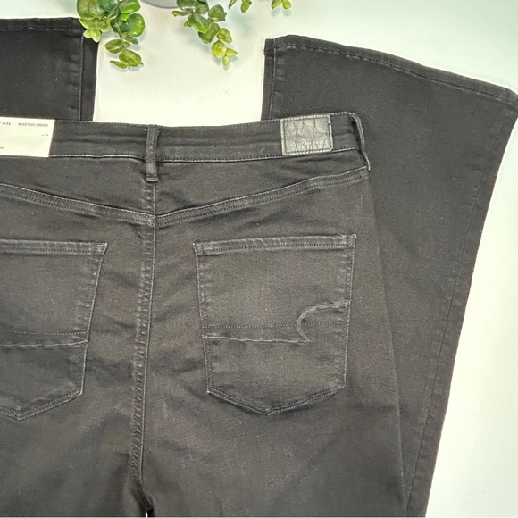 American Eagle Highest Rise Flare Leg Button Fly Jeans Black Size 16 NWT - Picture 7 of 15